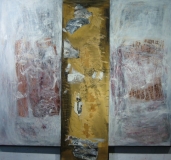 1994, Kreuz, Öl, Blattkupfer, Holz, Leinwand. 150x140cm