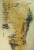 1995, Kopf, Zeichnung, Sand, Holz, 100x70cm
