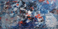 2018, passaggio (rot-blau), Öl auf LW, 100x200cm